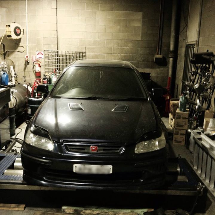 after custom cat back  2.5" exhaust system, we installed Hondata S300/Tune made 141kw@7800RPM  #honda #civic #ek